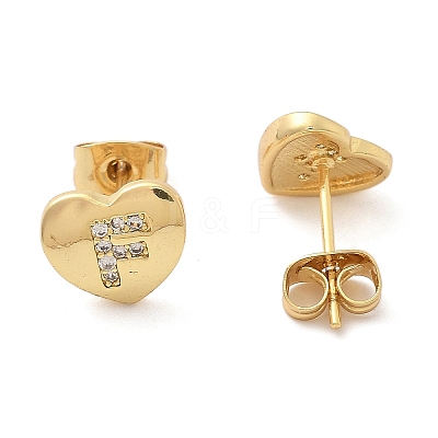 Rack Plating Brass Micro Pave Clear Cubic Zirconia Stud Earrings EJEW-K299-01G-F-1