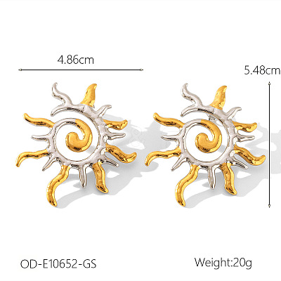 Two Tone 304 Stainless Steel Stud Earrings WGC9B6D-02-1
