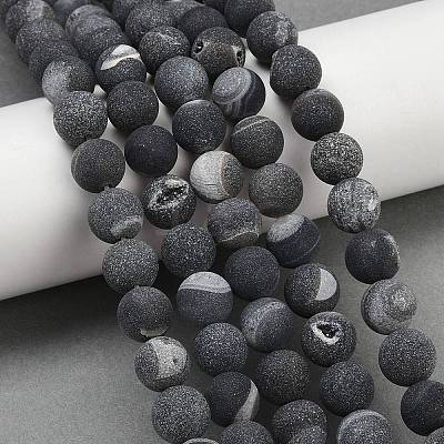 Natural Druzy Agate Beads Strands G-NH0024-A01-10mm-1