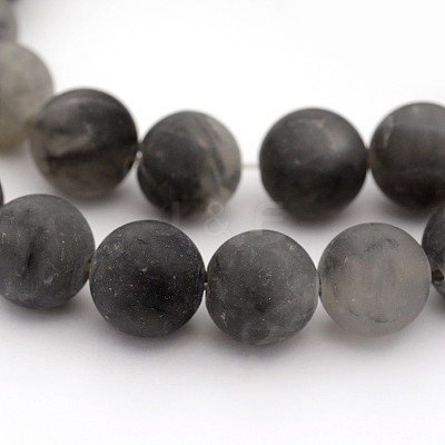Frosted Natural Cloudy Quartz Round Bead Strands G-M272-12-10mm-1