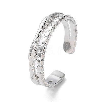 Non-Tarnish 304 Stainless Steel Double Line Open Cuff Rings LS-RJEW-D006-06P-1