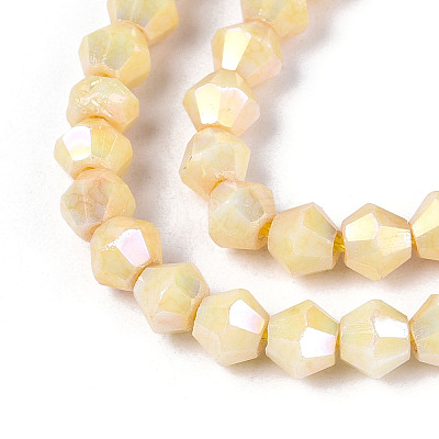 Anti-Tarnish Electroplate Bicone Glass Beads Strands EGLA-T021-4mm-16-10-1
