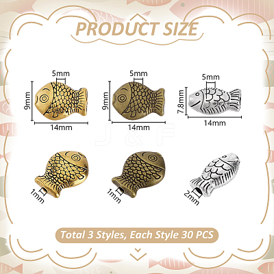 90Pcs 3 Colors Tibetan Style Alloy Beads FIND-GA0007-96-1