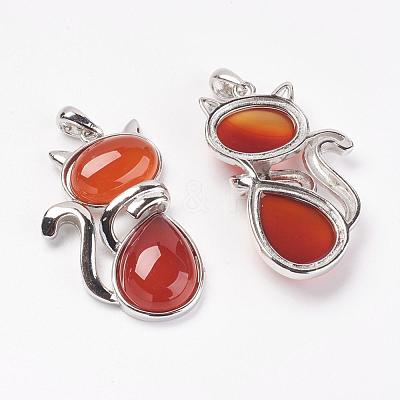 Natural & Synthetic Mixed Stone Kitten Pendants G-G713-B-1