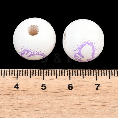 Printed Wood European Beads WOOD-G029-03A-1