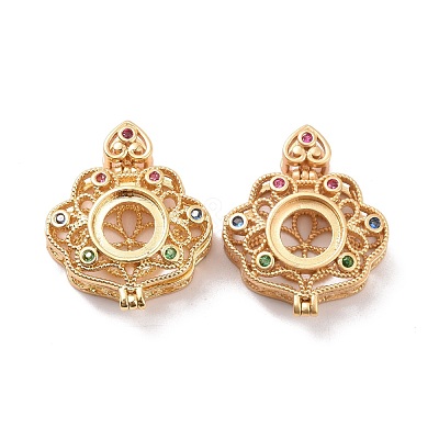 Brass Micro Pave Colorful Cubic Zirconia Locket Pendants KK-G390-29MG-1