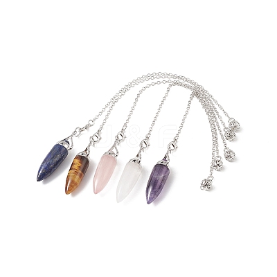Mixed Gemstone Dowsing Pendulum Pendants G-C051-11P-1