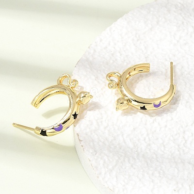 Brass Enamel Stud Earrings KK-CBA8324-23G-1