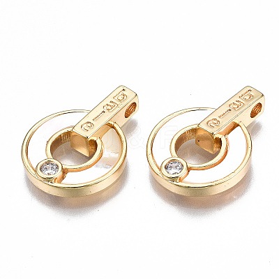 Brass Micro Pave Clear Cubic Zirconia Pendants KK-S356-316-NF-1