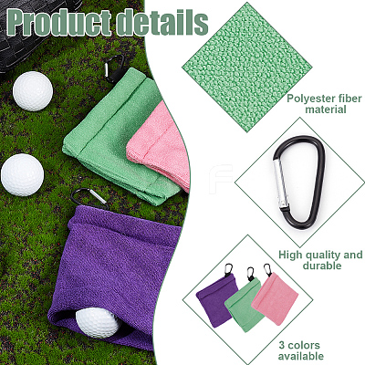 3Pcs 3 Colors Polyester Fibre Golf Wipe Towel AJEW-OC0005-36B-1