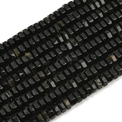 Natural Golden Sheen Obsidian Beads Strands G-G317-A31-3X6MM-1