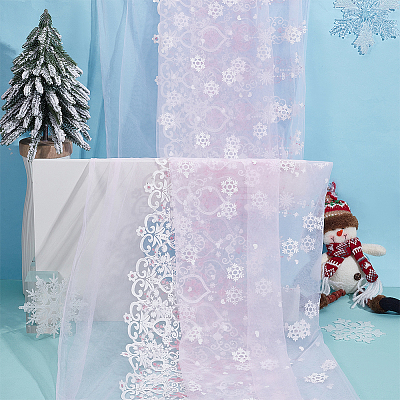 2M Polyester Snowflake Mesh Fabrics DIY-WH0622-388B-1