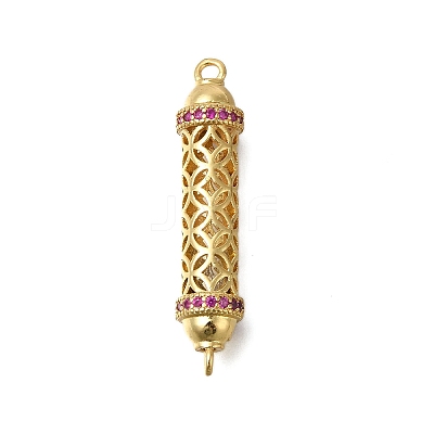 Rack Plating Brass Micro Pave Cubic Zirconia Hollow Column Links Connector Charms ZIRC-F142-50B-G02-1