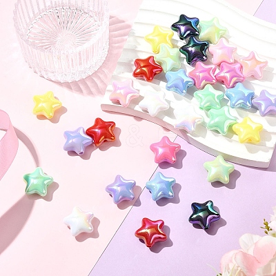 10Pcs UV Plating Plastic Beads SACR-YW0001-86A-1