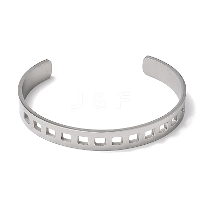 304 Stainless Steel Cutout Cuff Bangles for Women BJEW-H644-11P-1