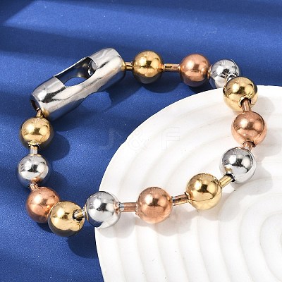 304 Stainless Steel Round Beaded Bracelets for Women Men BJEW-K240-10A-1