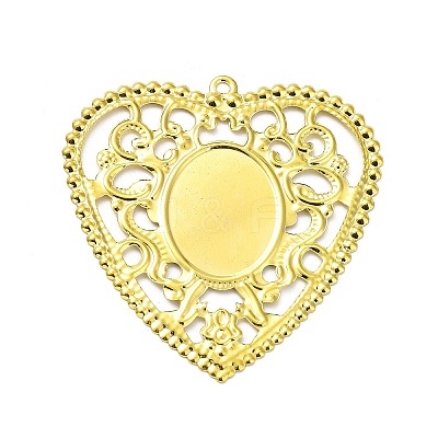 Rack Plating Iron Hollow Big Pendant Cabochon Settings IFIN-Q134-03G-1