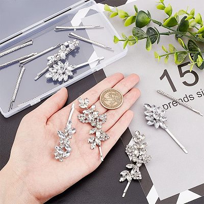 14Pcs 4 Style Alloy Rhinestone Hair Bobby Pins MRMJ-CA0001-36-1