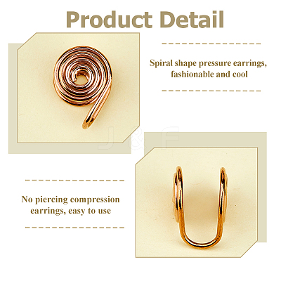 10Pcs Stainless Steel Spiral Pad Cuff Earrings EJEW-HS0001-03RG-1