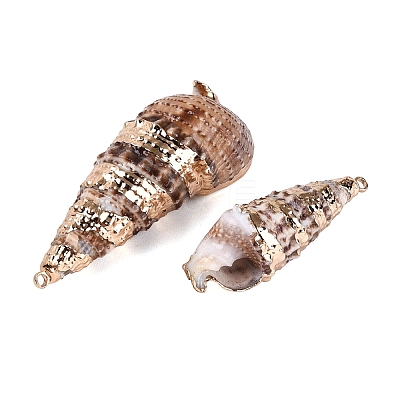 Electroplate Natural Spiral Shell Pendants SSHEL-Q100-33KCG-1