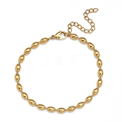 Ion Plating(IP) 304 Stainless Steel Oval Ball Chain Bracelets for Women BJEW-C046-01G-1