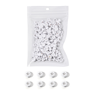 White Opaque Acrylic Beads PACR-YW0001-04B-1