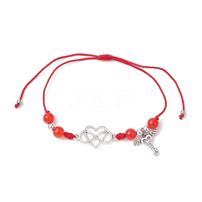Natural Dyed White Jade Braided Bead Bracelets BJEW-JB09823-04-1