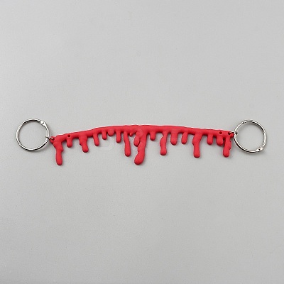 Halloween PVC Blood Drip Shoe Chain Decoration with Iron Rings NJEW-WH20009-11-1