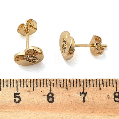Rack Plating Brass Micro Pave Clear Cubic Zirconia Stud Earrings EJEW-K299-01G-1