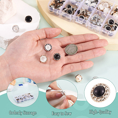 100Pcs 10 Styles 1-Hole Opaque Resin Shank Buttons BUTT-TA0001-58-1