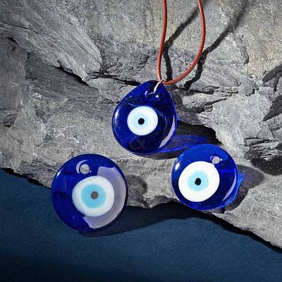 12Pcs 3 Style Handmade Lampwork Evil Eye Pendants LAMP-LS0001-15-1