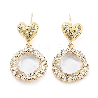 Brass with Glass Dangle Stud Earrings EJEW-Q800-02KCG-1