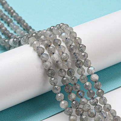 Faceted Round Natural Labradorite Bead Strands G-I156-03-4mm-1