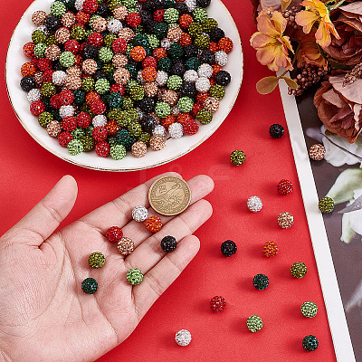 320Pcs 8 Colors Handmade Polymer Clay Rhinestone Beads RB-HY0001-07-1
