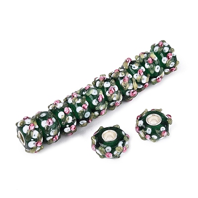 Handmade Lampwork & Brass Core European Beads LAMP-N044-07S-01-1
