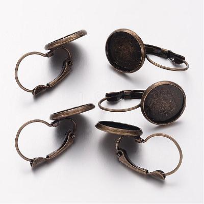 Antique Bronze Tone Brass Leverback Earring Findings fit for Domed Cabochons X-KK-C1244-NFAB-1