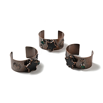 Natural Agate Sun and Star Open Cuff Bangle G-D468-24R-1