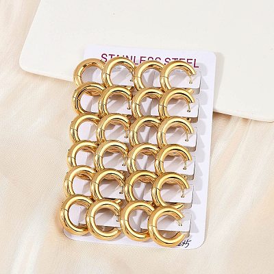 202 Stainless Steel Polishing Hoop Earrings EJEW-M106-02G-03-1