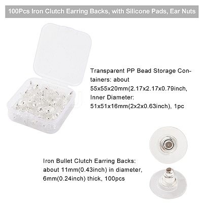 100Pcs Iron Clutch Earring Backs FIND-YW0004-11-1