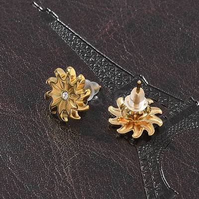304 Stainless Steel Rhinestone Stud Earrings for Women LS-STAS-Z117-13G-1