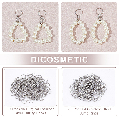 200Pcs 316 Surgical Stainless Steel Earring Hooks DIY-DC0001-49-1