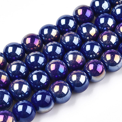Electroplate Opaque Glass Beads Strands LS-GLAA-T032-P10mm-AB03-1