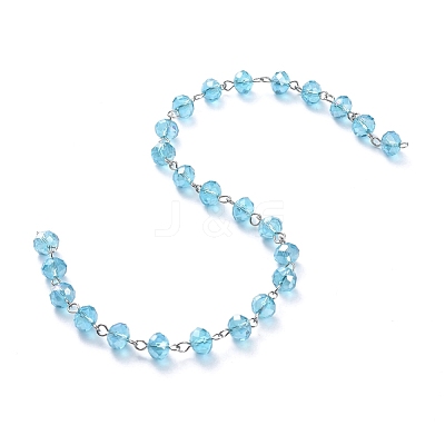 Handmade Electroplate Glass Beaded Chains AJEW-JB00529-06-1