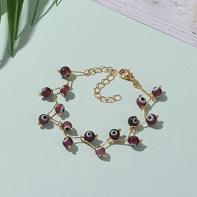 Handmade Evil Eye Lampwork  Beaded Bracelets BJEW-JB05855-02-1