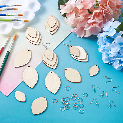 DIY Unfinished Wooden Pendant Earring Making Kits DIY-YS0001-16-1
