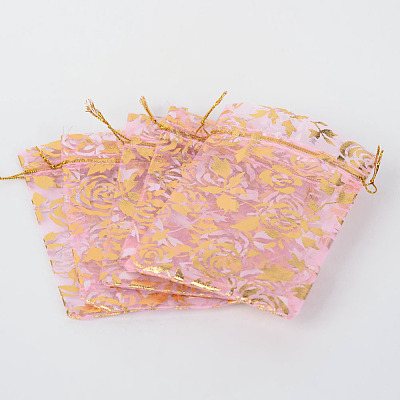 Rose Printed Organza Bags OP-R021-10x12-01-1