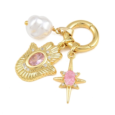 Brass Pave Pink Cubic Zirconia European Pendant Decorations CU-CBA65A7-01B-G-1