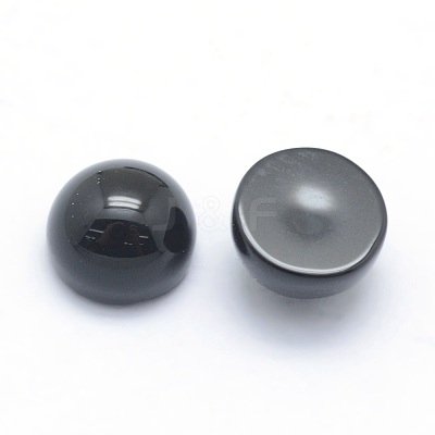Natural Dyed & Heated Black Agate Cabochons X-G-P393-R02-6mm-1