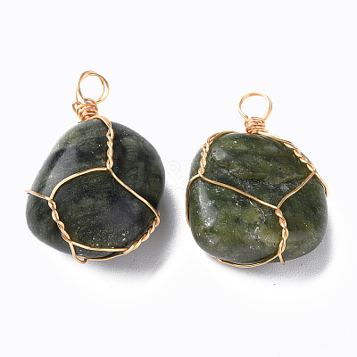Natural Olive Quartz Pendants G-N332-50-09-1