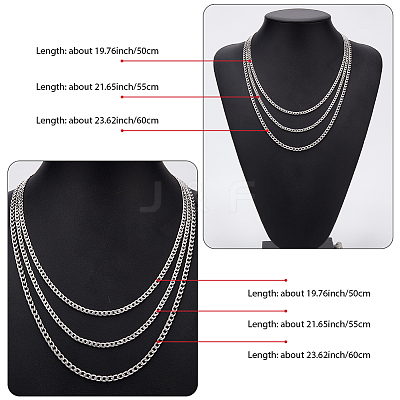 1Pc 304 Stainless Steel Cuban Link Chain Necklaces for Men Women NJEW-BM0001-08B-1